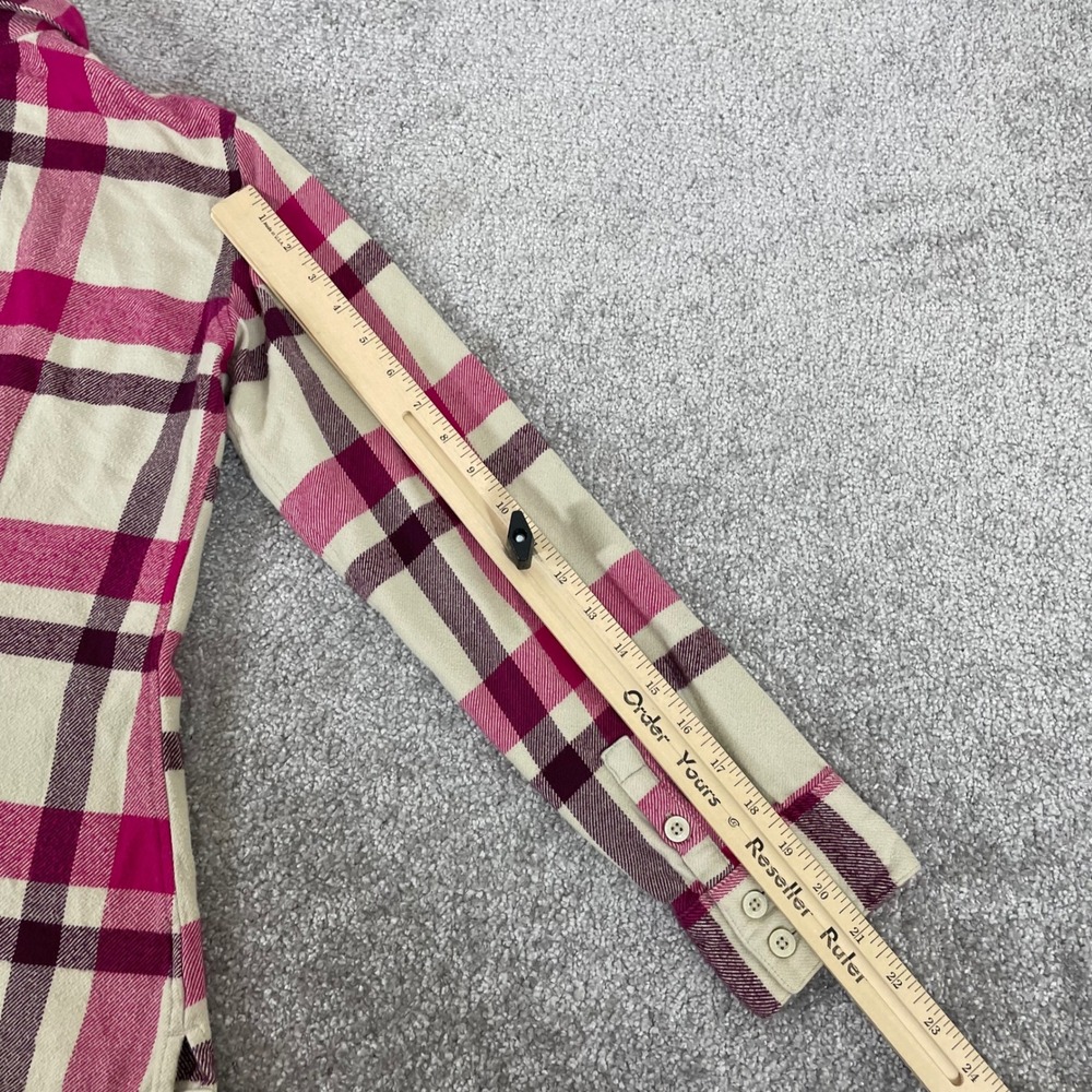 Patagonia Flannel Shirt Womens 4 Cotton Pink Plaid Button Up Camping Lumberjack - Picture 9 of 11